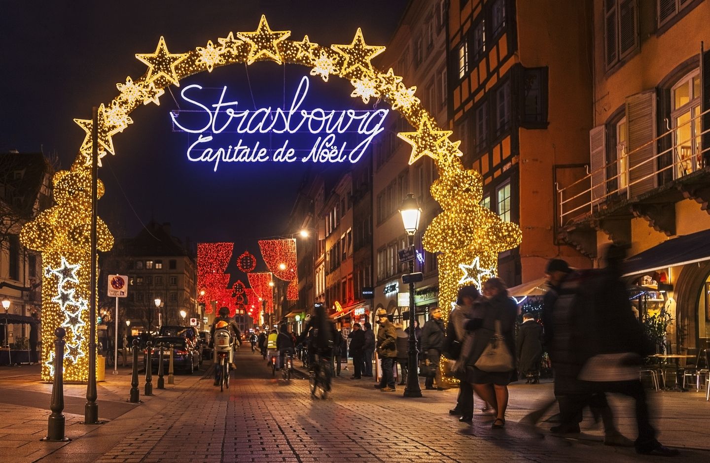 Christmas in France Christmas lights in Strasbourg, France.